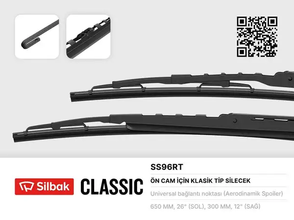 SİLBAK SS96RT | Silecek Süpürgesi 650 300mm Rüzgarlıklı Renault Laguna II Trafic Volvo S60 S80 V70 Xc70