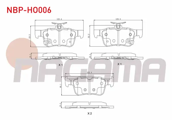 NAGAMA Nbp Ho006 Fren Balata Arka Ikazlı Honda Civic X Fc 1 6i 2016