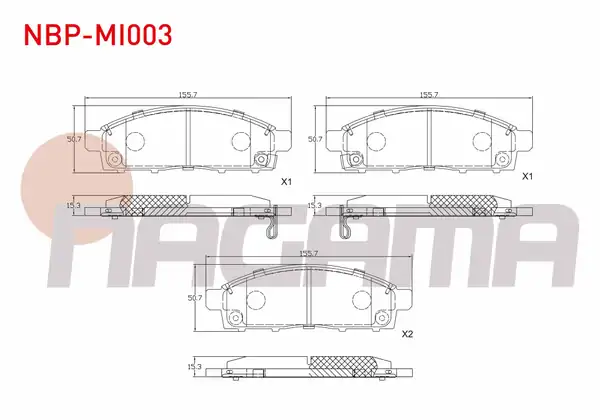 NAGAMA Nbp Mi003 Fren Balata Ön Ikazlı Tel Delikli Mitsubishi L 200 2 4 Dı D 2015 Fiat Fullback Pick Up 2 4 D 2016