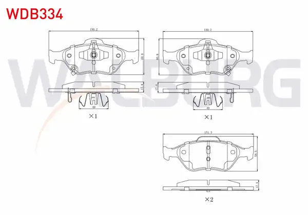 WALBURG WDB334 | Fren Balata Ön Toyota Yaris P9 1 0 Vvt İ 2006 2010 Yaris P9 1 3 Vvt İ 2006 2010 Yaris P9 1 4 D 4d 2006 2010