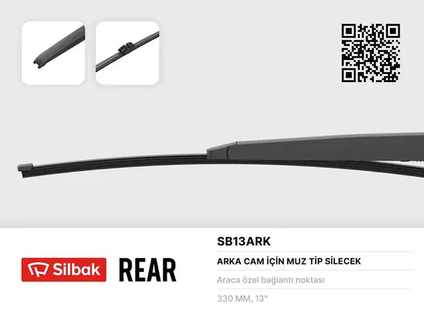 SİLBAK SB13ARK | Silecek Süpürgesi Arka Muz Tipi 330mm Bmw X3 F25 0910 Ford Galaxy 05 15 S Max 05 15