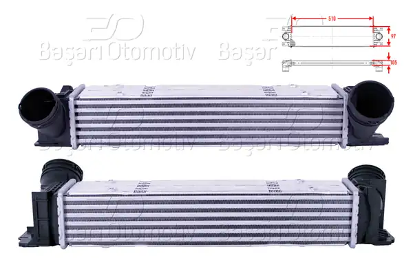 WISCO 3113948-00 | Turbo Radyatörü İntercooler 510x97x105 Bmw 3 E90 320d 04 11 X1 E84 Sdrıve 20d 09 15 1 E87 120d 04 11