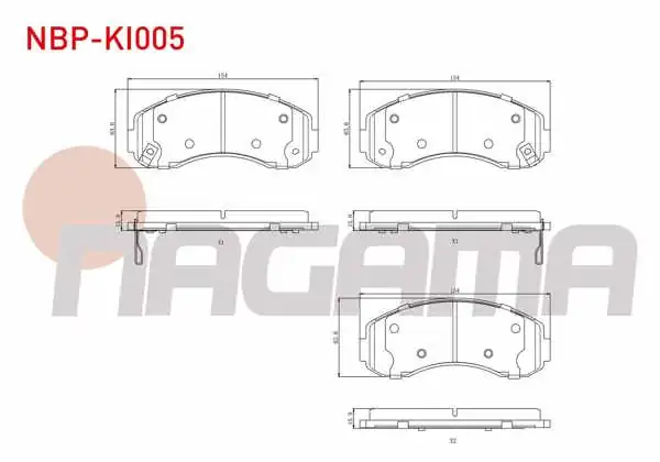 NAGAMA NBP-KI005 | Fren Balata Arka Ikazlı Kia Sorento I (Jc) 2.4İ 2002-2009 / Kia Sorento I (Jc) 2.5 CRDI 2002-2009