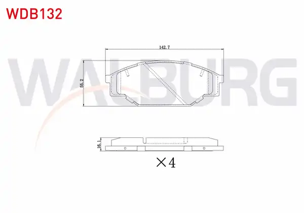 WALBURG WDB132 | Fren Balata Ön Tel Delikli Toyota Hi Lux