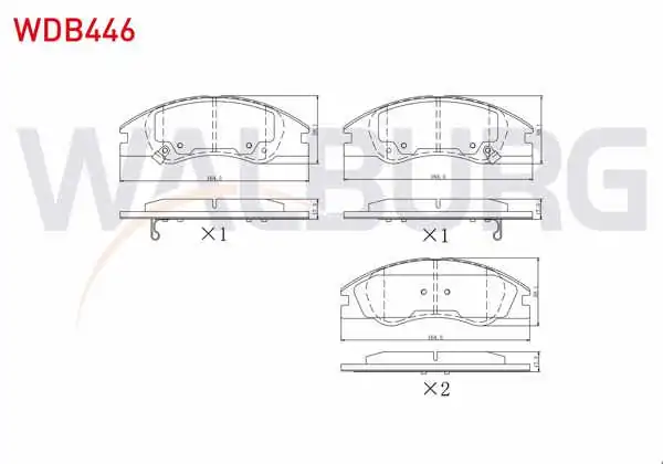 WALBURG WDB446 | Fren Balata Ön Ikazlı Kia Cerato (Ld) 1.6İ 2004-2012 / Kia Cerato (Ld) 1.5 CRDI 2004-2012