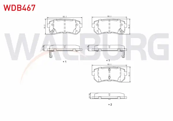 WALBURG WDB467 | Fren Balata Arka Ikazlı Hyundai Accent