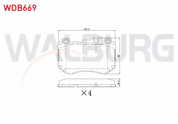 WALBURG WDB669 | Fren Balata Ön Mercedes C Serisi W205 C 200 Bluetec 2014 W205 C 220 Bluetec 2014 W205 C 250 Bluetec 2014