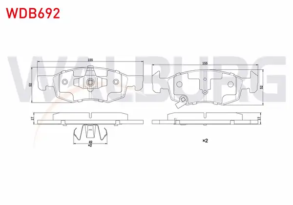 WALBURG WDB692 | Fren Balata Ön Ikazlı Opel Corsa E 1.4 14 Jant 2014-/ Corsa E 1.2 14 Jant 2014 -