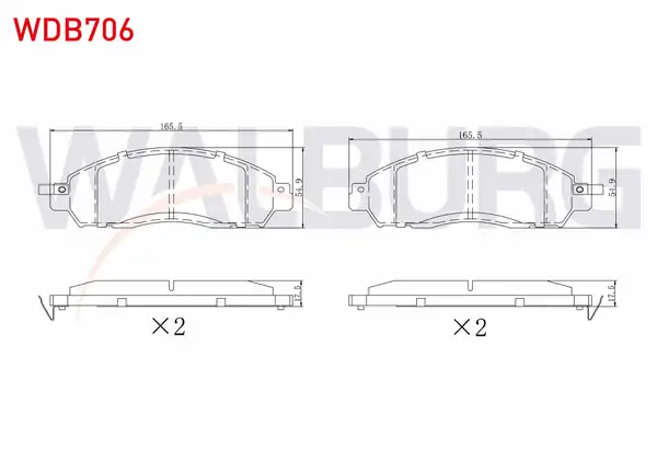 WALBURG WDB706 | Fren Balata Ikazlı Ön Nissan Navara Np300 D23 2 3 dCi 17 00 mm 2015
