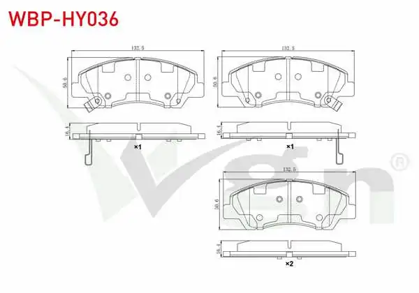WGN WBP-HY036 | Fren Balata Ön Ikazlı Hyundai i10 (Ia) 1.2 2013-/ Hyundai i10 (Ia) 1.0 2013 -