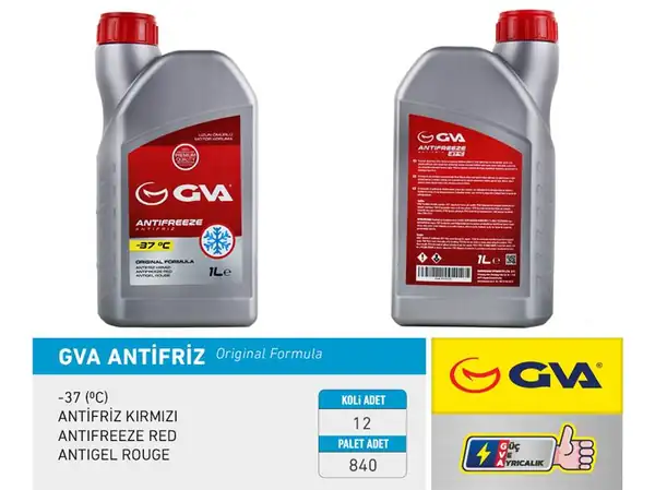 GVA 9930121 | Antifriz 1 LT 37 C Kırmızı Long Life Koli 12 Ad Organik 12 Adet