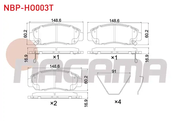 NAGAMA Nbp Ho003t Fren Balata Ön Ikazlı Telli Honda Civic VIII 1 6 1 8 2005 2012 Civic Ix 1 4i 1 6i 1 8i 2012 2016