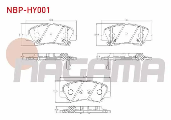 NAGAMA NBP-HY001 | Fren Balata Ön Ikazlı Tel Delikli Hyundai Accent