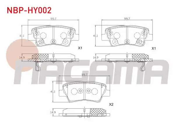 NAGAMA NBP-HY002 | Fren Balata Arka Tel Delikli Hyundai Accent