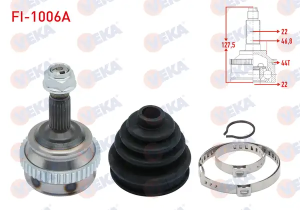 Veka Fi 1006a Aks Kafası Sol Sağ Ön Dış Fiat Brava 182 1 6 16v ABS li 44 Dış 22x22x46 Uzunluk 130 9 mm 1995 2002