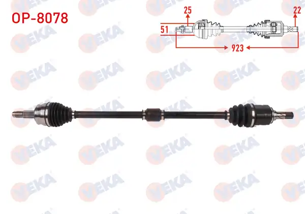Veka Op 8078 Komple Aks Sağ Ön Uzunluk 923mm Opel Corsa E 1 3 CDTI 2014