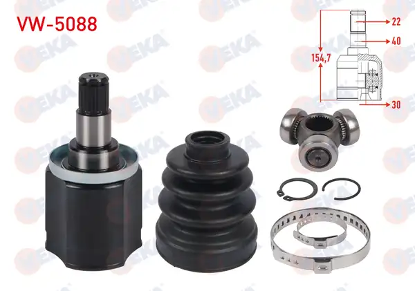 Veka VW 5088 Aks Kafası Sol Sağ Ön İç 22x30x40 Uzunluk 154 7mm Volkswagen Caddy II 1 6 1 9 D 1996 2000 Skoda Felicia İ 1 3 1 6 1 9 D 1994 2002