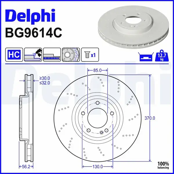 DELPHI BG9614C | Fren Diski Arka Yüksek Karbon Mercedes W465 W463 18