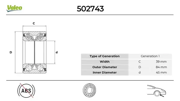 VALEO 502743 | Teker Rulmanı Ön W210 96 > 02 S210 96 > 03