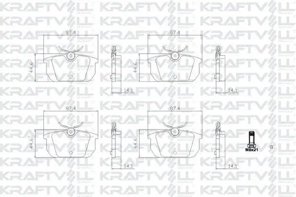 KRAFTVOLL 07010465 | Arka Fren Balatası Coupe Marea Marea Weekend Tempra Tipo 2.0Ie 16V