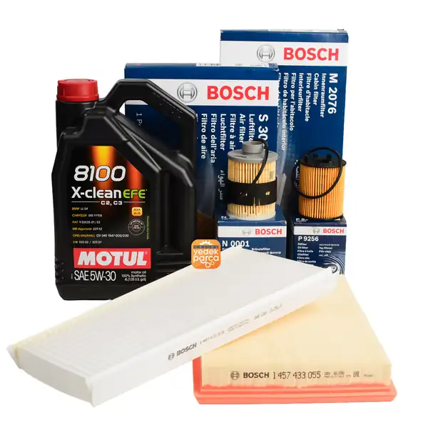 Bakım Seti 1.3 Dizel Corsa C - Combo C ( Bosch Filtre Seti + Motul Efe 5W30 4 LT ) Yağ Filtre Tipi Tırnaklı