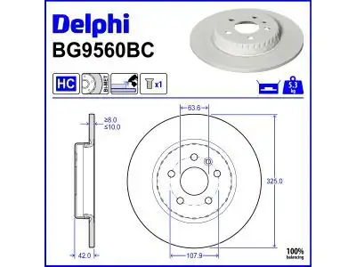 DELPHI BG9560BC | Fren Diski R Rover Evoq Disc. Sport Jaguar E Pace Arka