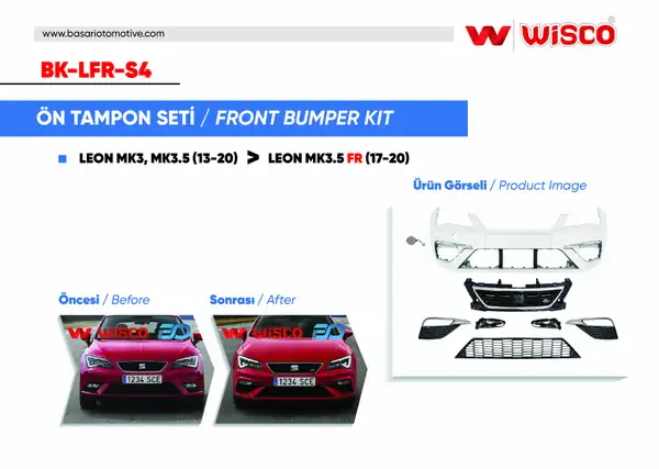 Wisco BK Lfr S4 Tampon Seti Ön Sensörlü Far Yıkamasız Sis Farlı Seat Leon Fr 17 20