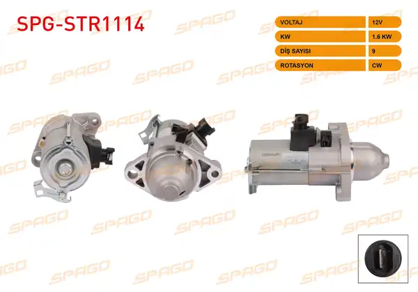 SPAGO Spg Str1114 Marş Motoru 12v 1 6kw 9 Dış Cw Str4835 Honda Accord VII 2 0 2 4 03 08