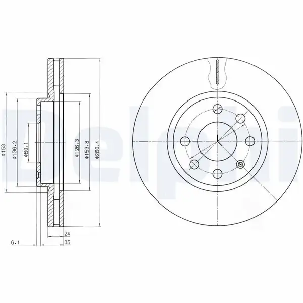 DELPHI BG3569 | Fren Diski Ön Havalı 260mm Opel Corsa C Z1 4xe Z1 4xep Z1 3dt Y1 7dt 01 07 Combo C 01 08
