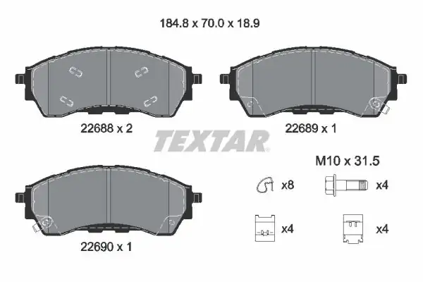 TEXTAR 2268801 | Fren Balatası VW Amarok 2023 Ön Ford Ranger Tke 2 0 Ecoblue