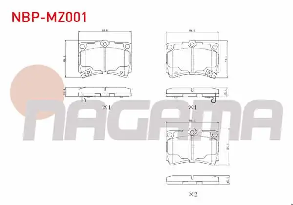 NAGAMA NBP-MZ001 | Fren Balata Ön Ikazlı Mazda 323