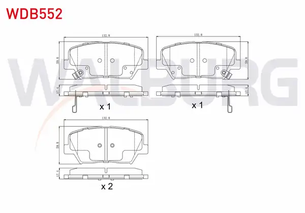 WALBURG WDB552 | Fren Balata Ön Ikazlı Hyundai Elantra 1 6 D Cvvt 2011 2015 Kia Cerato 1 6 CRDI 2016 Kia Cerato 1 6 Mpı 2016
