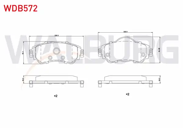 WALBURG WDB572 | Fren Balata Ikazlı Ön Citroen C4 B7 1 4 18 50mm 2009