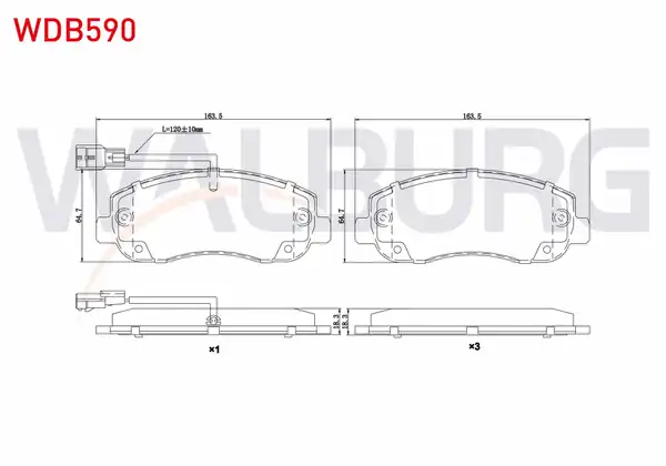 WALBURG WDB590 | Fren Balata Ön Fişli Renault Master III Fv 2 3 dCi 2010 Master III Fv 2 5 dCi 2010 Opel Movano B 2 3 dCi 2010