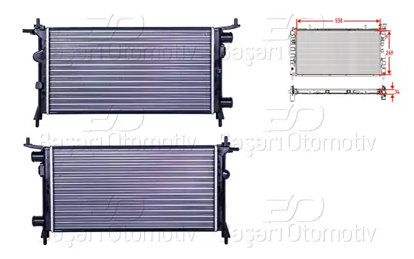 AUTOLUX 2113097-22 | Su Radyatörü Mekanik M-T 530x269x34 Opel Corsa B 1 0 1 2 8v 96