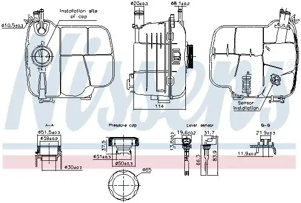 NISSENS 996305 | Radyatör Yedek Su Deposu Opel Astra J Kapaklı Sensörlü