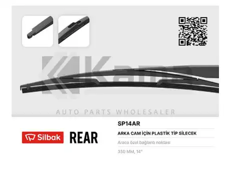 SİLBAK SP14AR | Silecek Süpürgesi Arka 350 mm Berlingo C3 C8 Jumpy Scudo Stilo Logan MCV
