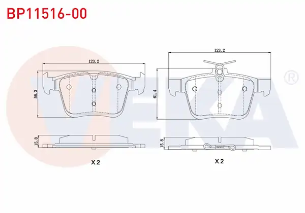 VEKA BP11516-00 | Fren Balata Arka Golf VII