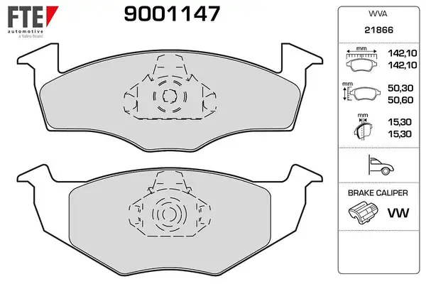 FTE 9001147 | Fren Balatası 15 3 mm Golf 92 Ön