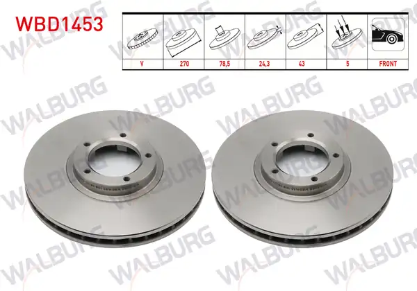 WALBURG WBD1453 | Fren Diski Ön Havalı 5 Bjn 270x24 3x78 5x43 Ford Transit T15 2 5 TD 2 5 Dı 1994 2000 2 Adet