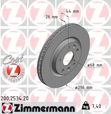 ZIMMERMANN 200.2534.20 | Fren Diski Ön Standart Nissan Qhasqaı J11 Xtrail T32 2014 / | 2 Adet