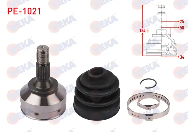 Veka Pe 1021 Aks Kafası Sol Sağ Ön Dış Uzunluk 134 5mm Peugeot Partner
