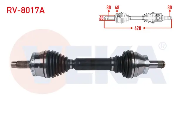 Veka Rv 8017a Komple Aks Sol Ön ABS li 48 Dış Uzunluk 620mm Land Rover Range Rover III 3 0 TD 3 6 TD 4 4 A T 2002 2012