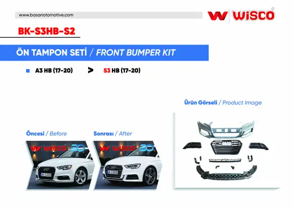 Wisco BK S3hb S2 Tampon Seti Ön Audi A3 S3 17 20 17 20 Arası A3 HB İçin Uyumludur