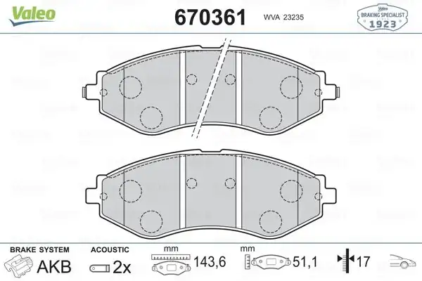 Valeo 670361 Fren Balatası Chevrolet Lacetti 04 Ön Rezzo 05 10 Daewoo Nubira 97 99