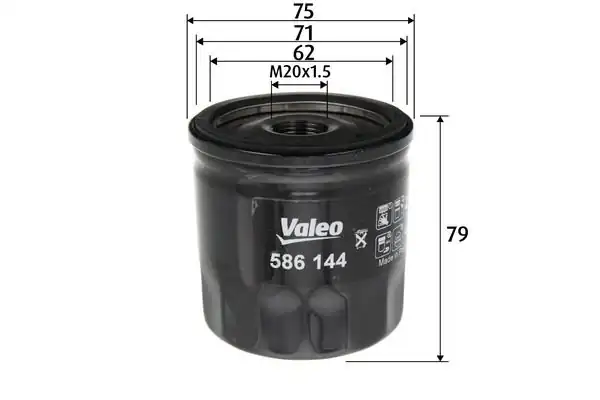 VALEO 586144 | Yağ Filtresi Qashqai Note Clio IV Megane IV Captur I Talisman Sandero II 1.5 DCI K9k