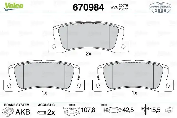 Valeo 670984 Arka Fren Balatası Toyota Avensis 97 03 Camry 91 97 Celica 93 99 Lexus 300 00 03 Vista 90