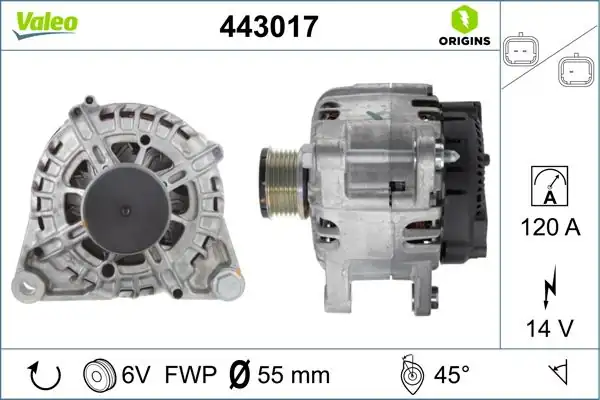 Valeo 443017 Alternatör Peugeot 208 301 2008 308 T9 Ds3 C3 III C Elysee 1 0 1 2 120a
