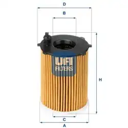UFI 25.128.00 | Yağ Filtresi (Fiat Panda 0.9 2012-/ 500 0.9 2009-/ Punto 0.92012 -)