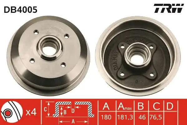 TRW DB4005 | Fren Kampanası Arka 180 4 Ford Escort III IV Fiesta IV V Fusuion Orıon